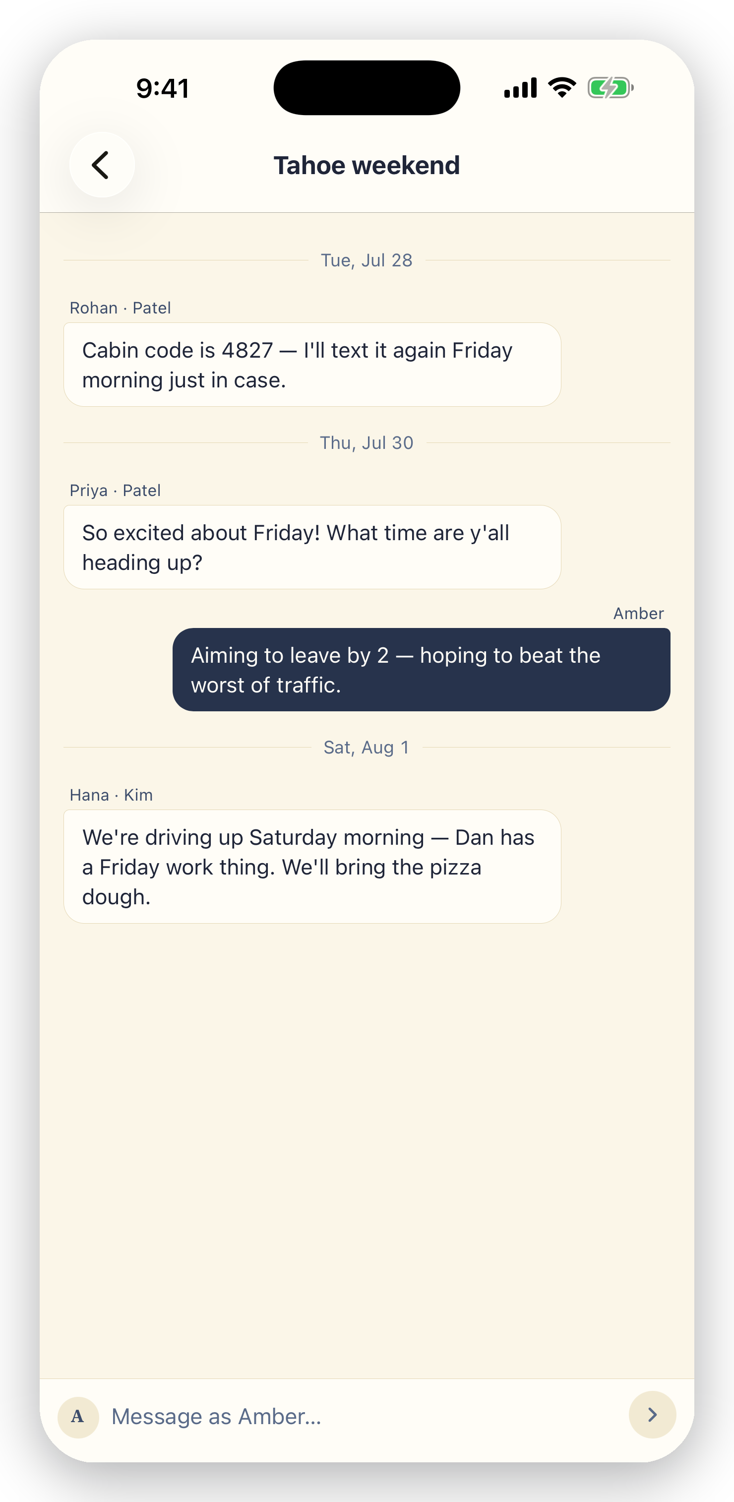 planalong trip Trip chat tab in the app